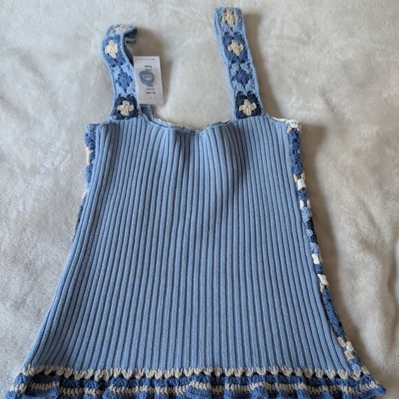 Ricki's Blue and Cream Crochet Top - Picture 6 of 7